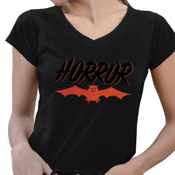 Horror Bat Halloween Quote Women V-Neck T-Shirt