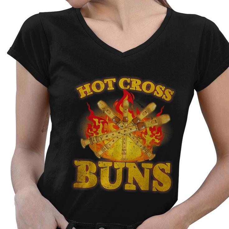 Hot Cross Buns Funny Trendy Hot Cross Buns Graphic Design Printed Casual Daily Basic V2 Women V-Neck T-Shirt