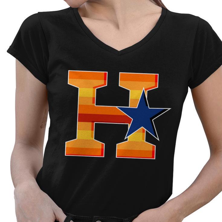 Houston Baseball H Star Logo Women V-Neck T-Shirt