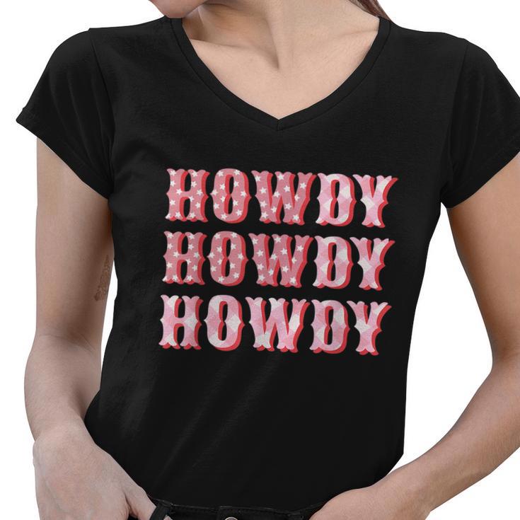 Howdy Cowgirl Boots Bling Women Cute Western Country Women V-Neck T-Shirt