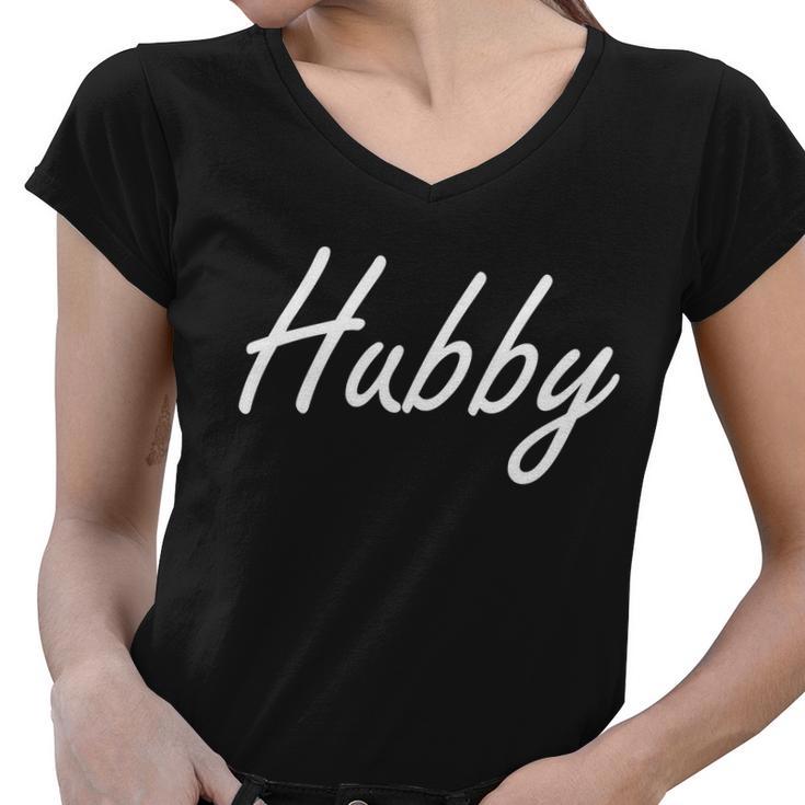 Hubby Funny Couples Women V-Neck T-Shirt