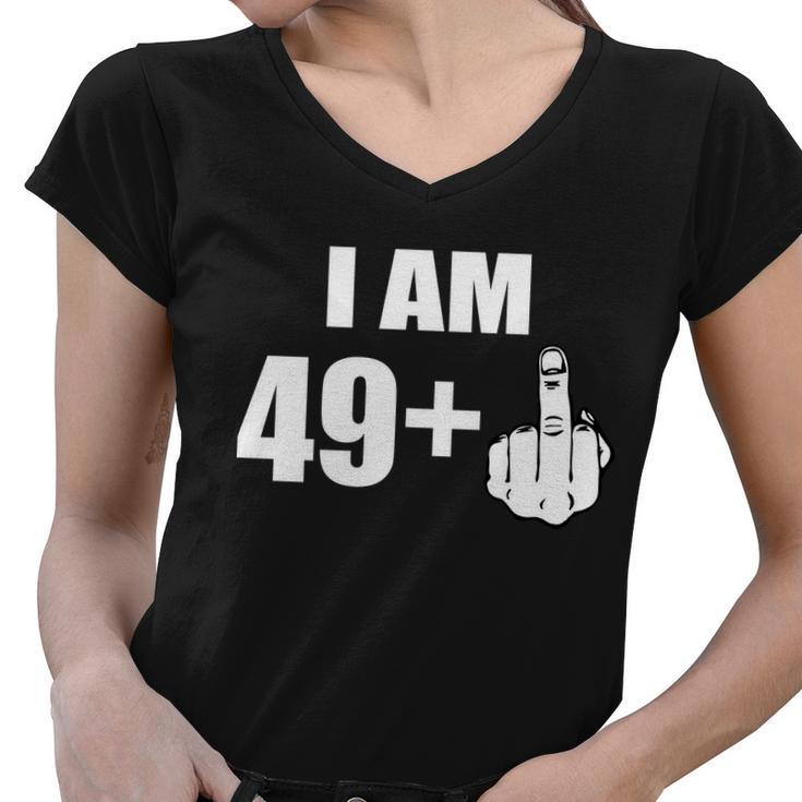 I Am 50 Middle Finger Funny 50Th Birthday Gift T-Shirt Tshirt Women V-Neck T-Shirt