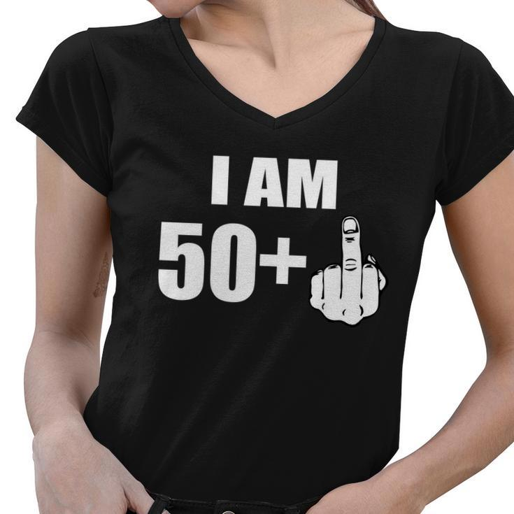 I Am 51 Middle Finger Funny 51St Birthday Women V-Neck T-Shirt