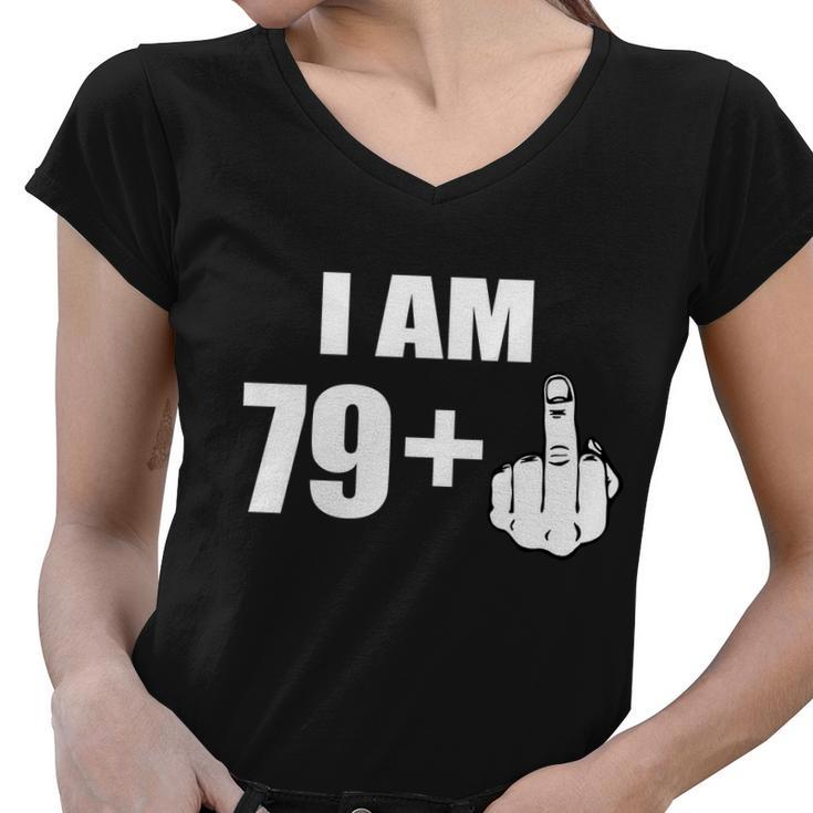 I Am 80 Middle Finger 80Th Birthday Gift Women V-Neck T-Shirt