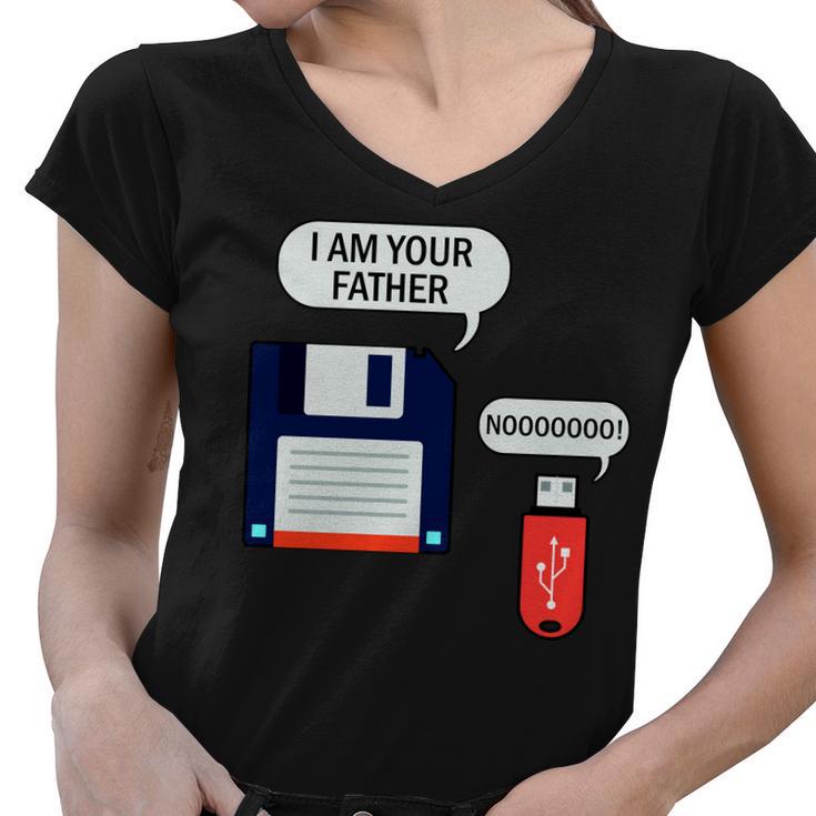 I Am Your Father Retro Floppy Disk Usb Tshirt Women V-Neck T-Shirt