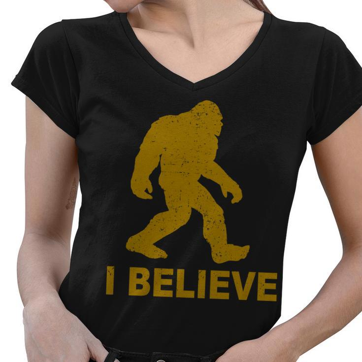 I Believe Sasquatch Bigfoot Women V-Neck T-Shirt