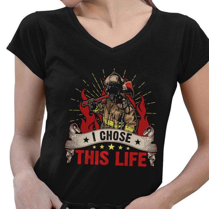 I Chose This Life Thin Red Line Women V-Neck T-Shirt