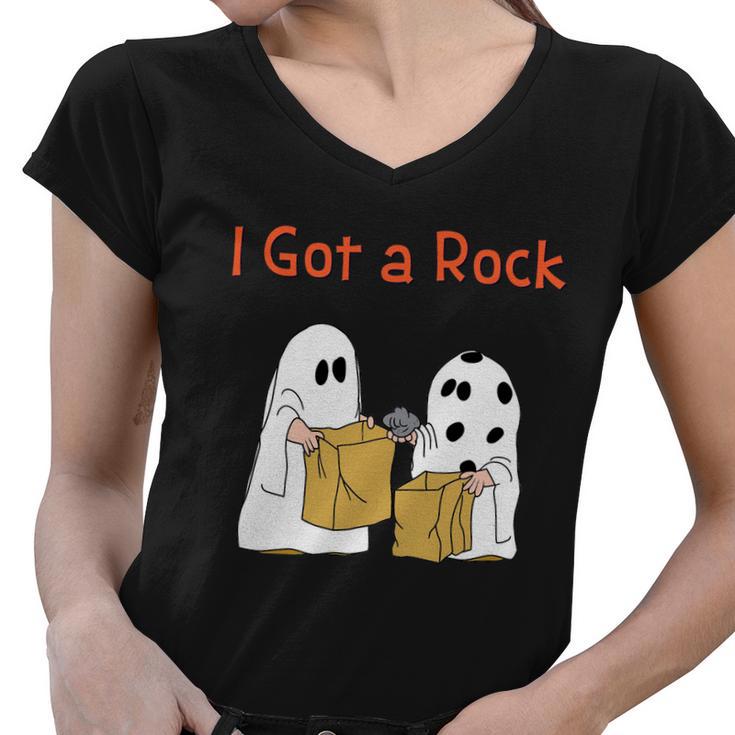 I Got A Rock Lazy Day Halloween Costume Funny Trick Or Treat Women V-Neck T-Shirt