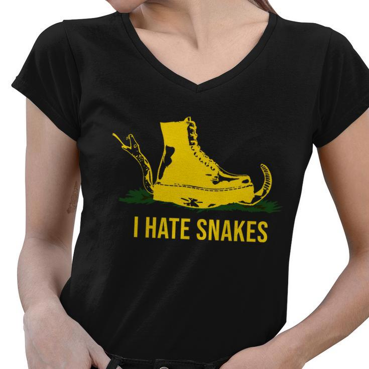 I Hate Snakes Dont Thread On Me Flag Women V-Neck T-Shirt