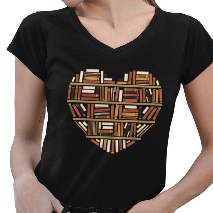 I Heart Books I Love Books Gift Women V-Neck T-Shirt