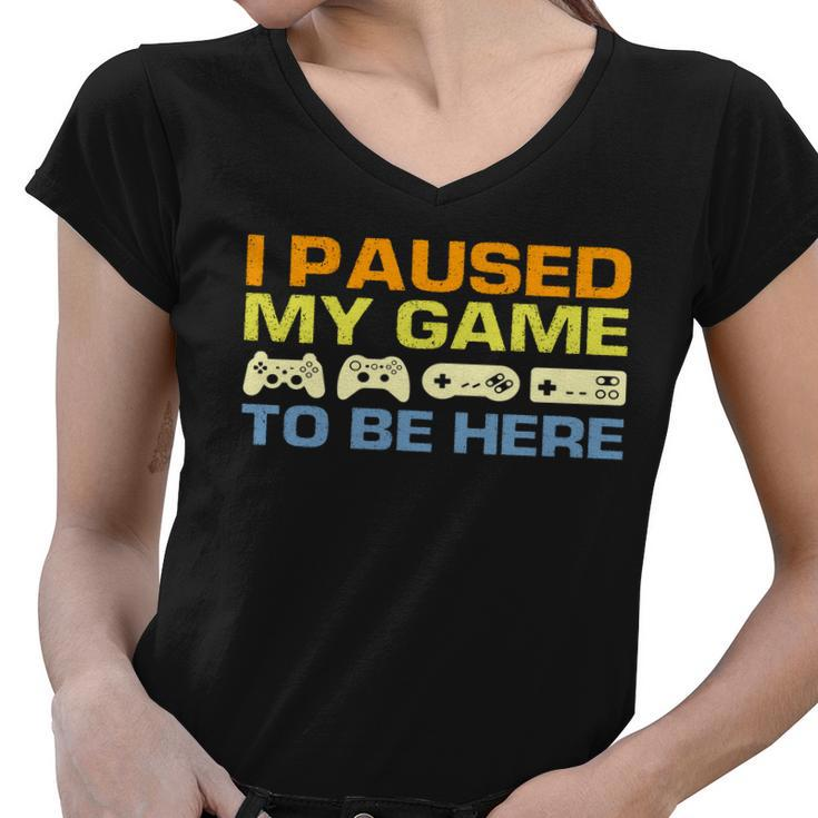 I Paused My Game To Be Here Retro Controllers Women V-Neck T-Shirt