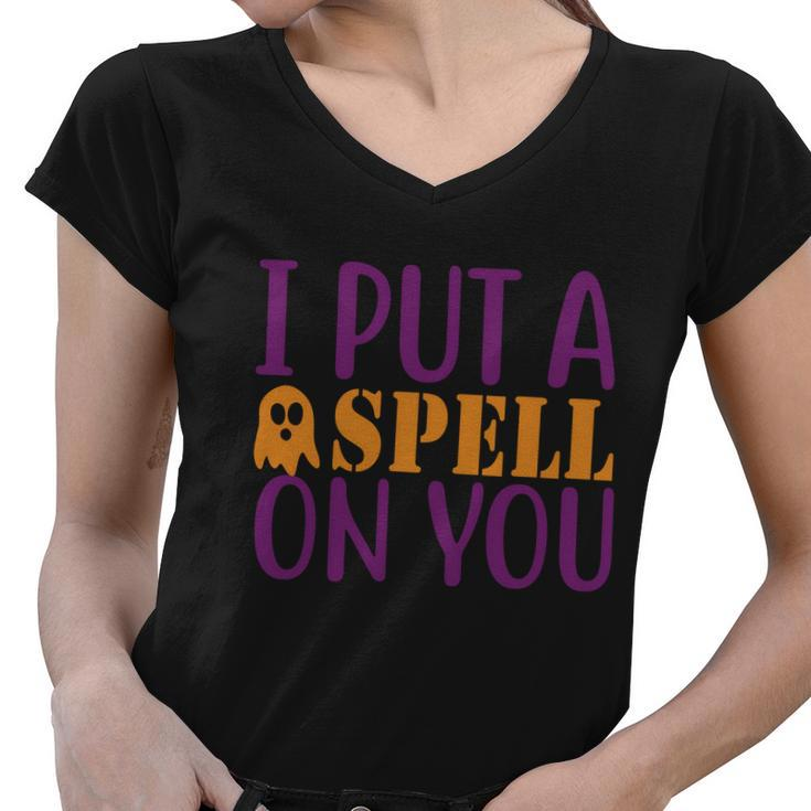 I Put A Spell On You Halloween Quote V3 Women V-Neck T-Shirt