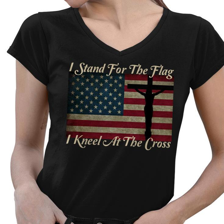 I Stand For The Flag And Kneel For The Cross Tshirt Women V-Neck T-Shirt