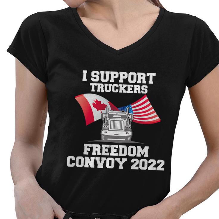 I Support Truckers Freedom Convoy  V2 Women V-Neck T-Shirt