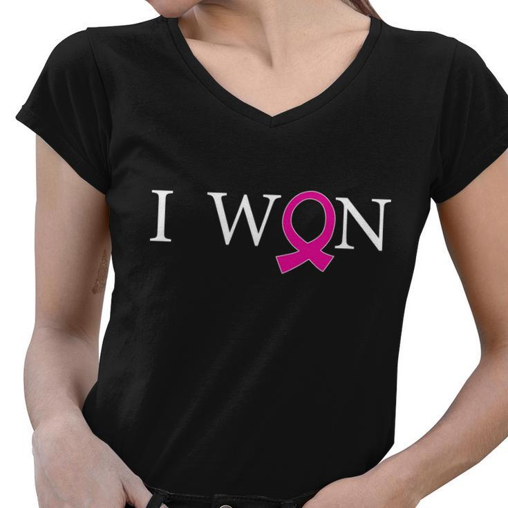 I Won Defeat Breast Cancer Survivor Women V-Neck T-Shirt