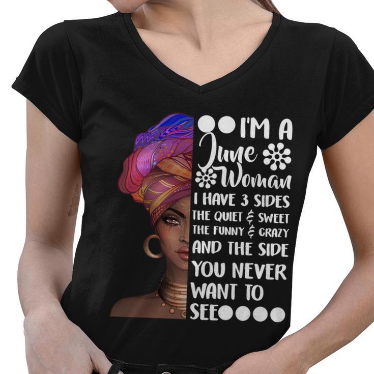 Im A June Woman Cute Birthday Women V-Neck T-Shirt