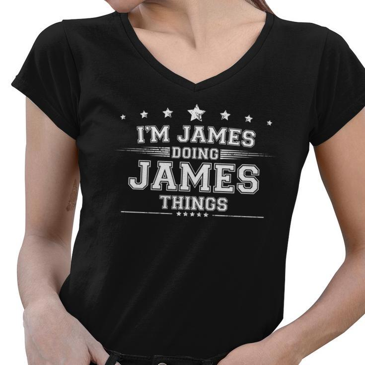 Im James Doing James Things Women V-Neck T-Shirt