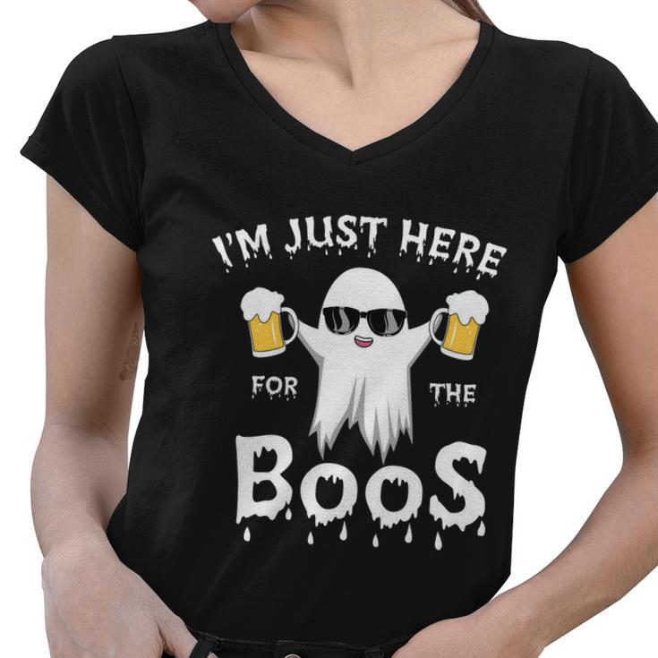 Im Just Here For The Boos Halloween Quote Women V-Neck T-Shirt