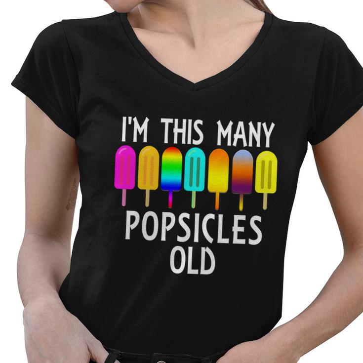 Im This Many Popsicles Old Funny 7Th Birthday Popsicle Cute Gift Women V-Neck T-Shirt