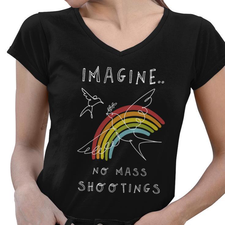 Imagine No Mass Shooting End Gun Violence Orange Gun Control Women V-Neck T-Shirt