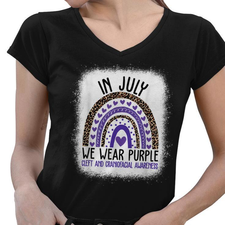 In July We Wear Purple Cool Cleft And Craniofacial Awareness  Women V-Neck T-Shirt