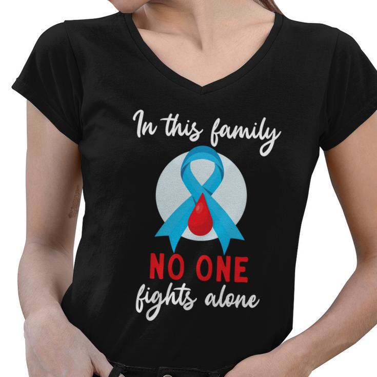 In This Family No One Fight Alone Diabetes Gift Women V-Neck T-Shirt