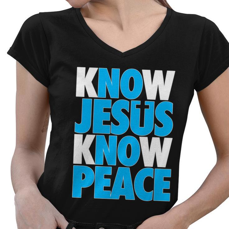Inspirational Know Jesus Know Peace Women V-Neck T-Shirt
