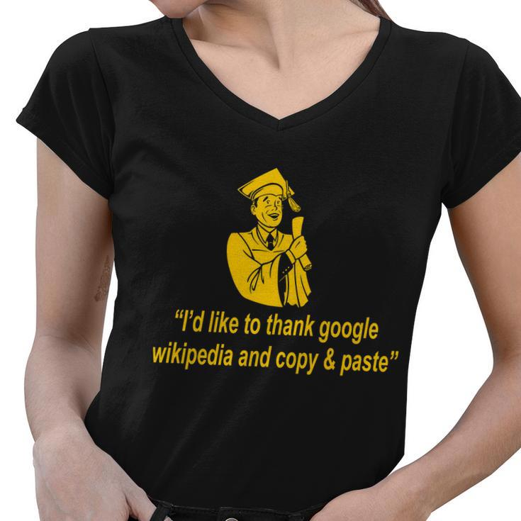 Internet Graduate Graphic Design Printed Casual Daily Basic Women V-Neck T-Shirt - Thegiftio