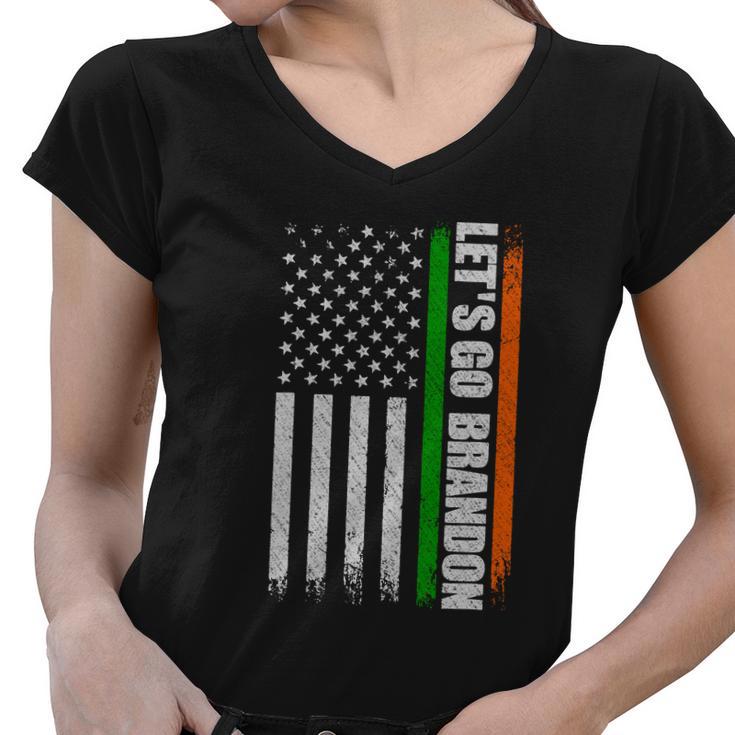 Irish American Flag Ireland St Patricks Day Let_S Go Brandon Tshirt Women V-Neck T-Shirt