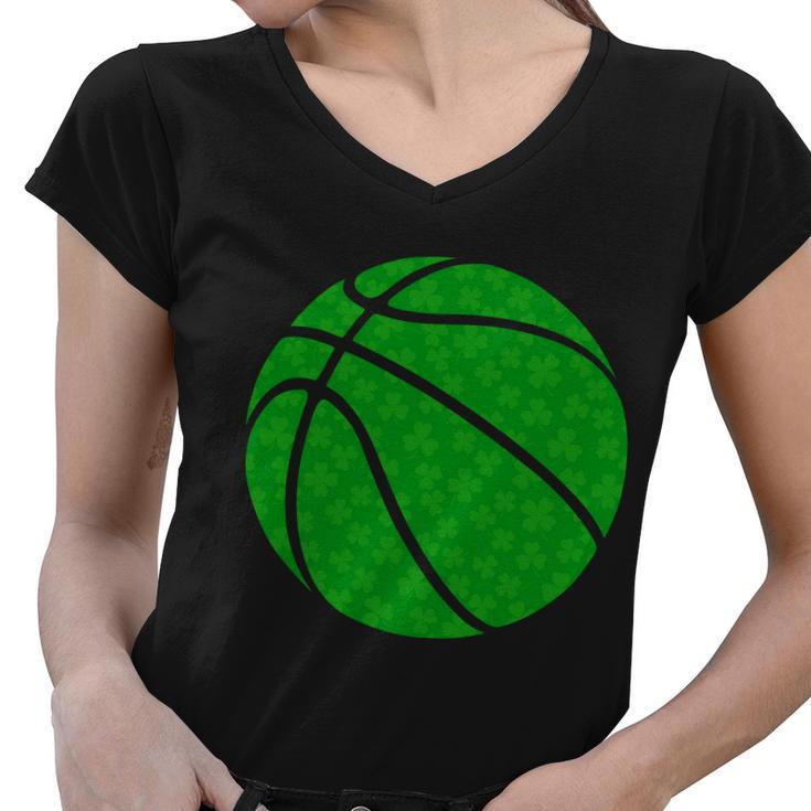 Irish Basketball Shamrock Clover Tshirt Women V-Neck T-Shirt