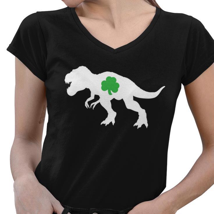 Irish Clover T-Rex Tshirt Women V-Neck T-Shirt