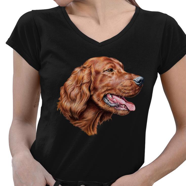 Irish Setter Portrait Tshirt Women V-Neck T-Shirt