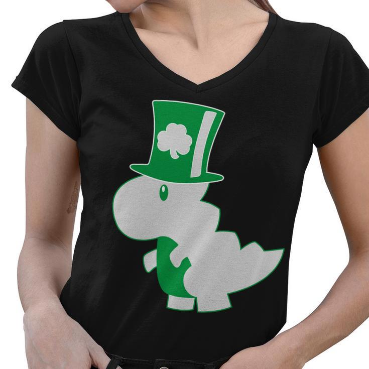 Irish T-Rex Dinosaur Clover Cute St Patricks Day Tshirt Women V-Neck T-Shirt