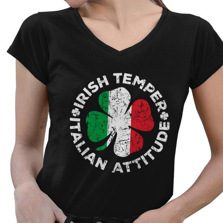 Irish Temper Italian Attitude Shirt St Patricks Day Gift Women V-Neck T-Shirt