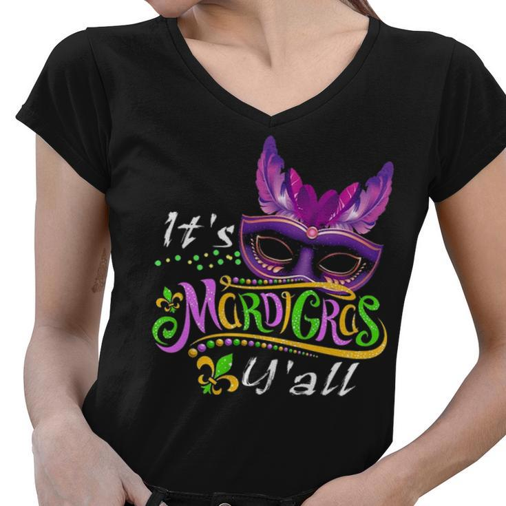 It S Mardi Gras Y All Funny Parade Lovers Women V-Neck T-Shirt