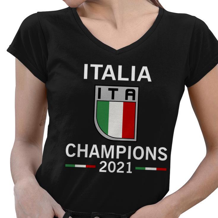 Italia 2021 Champions Italy Futbol Soccer Women V-Neck T-Shirt