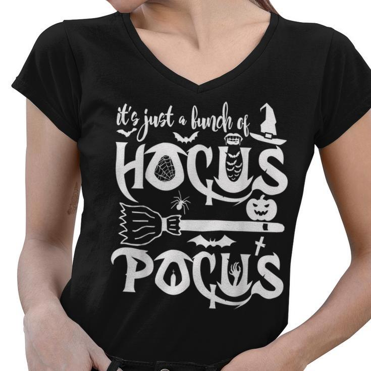 Its Just A Bunch Of Hocus Pocus Funny Halloween Apparel  Women V-Neck T-Shirt