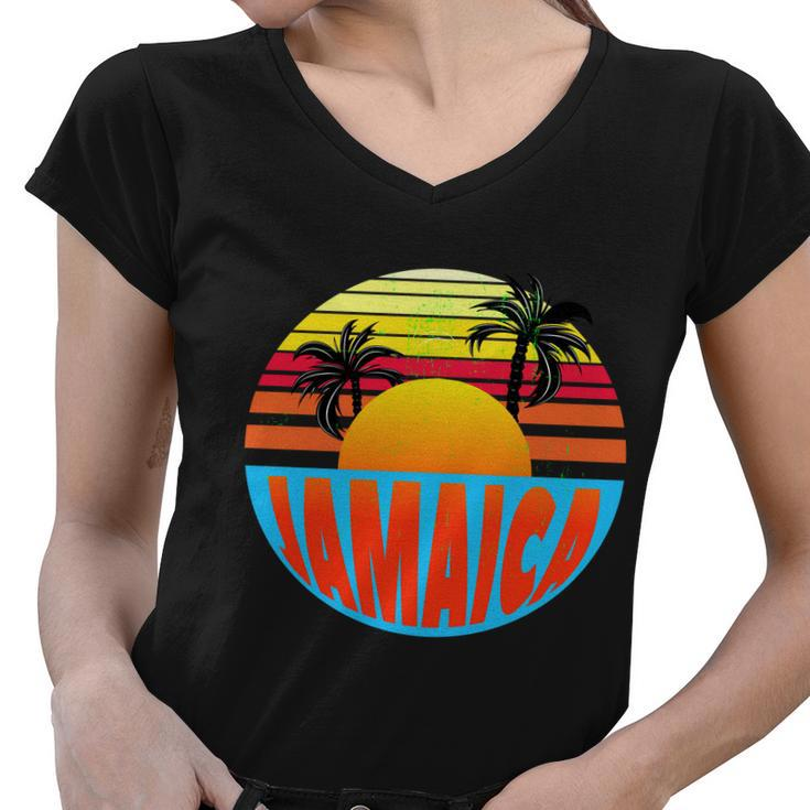 Jamaica Retro Circle Tshirt Women V-Neck T-Shirt