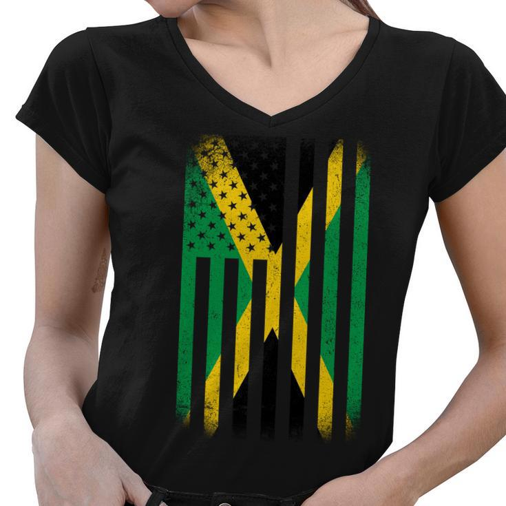 Jamaican Vintage Jamaica Flag Tshirt Women V-Neck T-Shirt