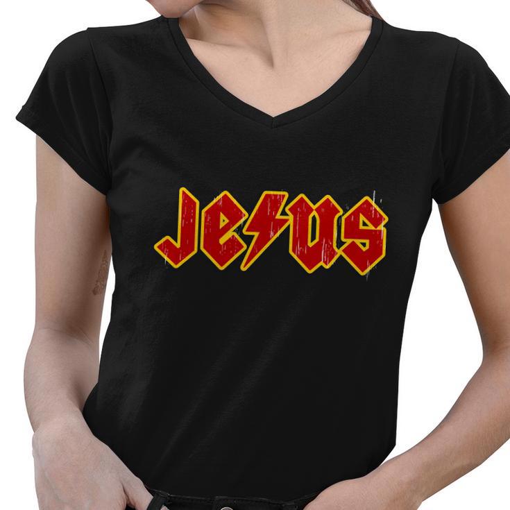 Jesus Rocks Logo Women V-Neck T-Shirt