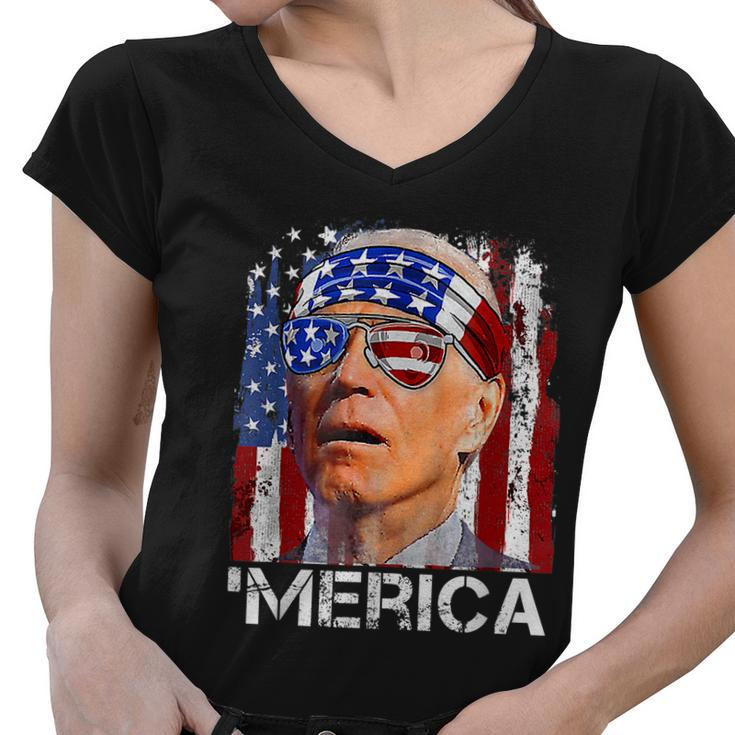 Joe Biden 4Th Of July Merica Men Women American Flag Women V-Neck T-Shirt