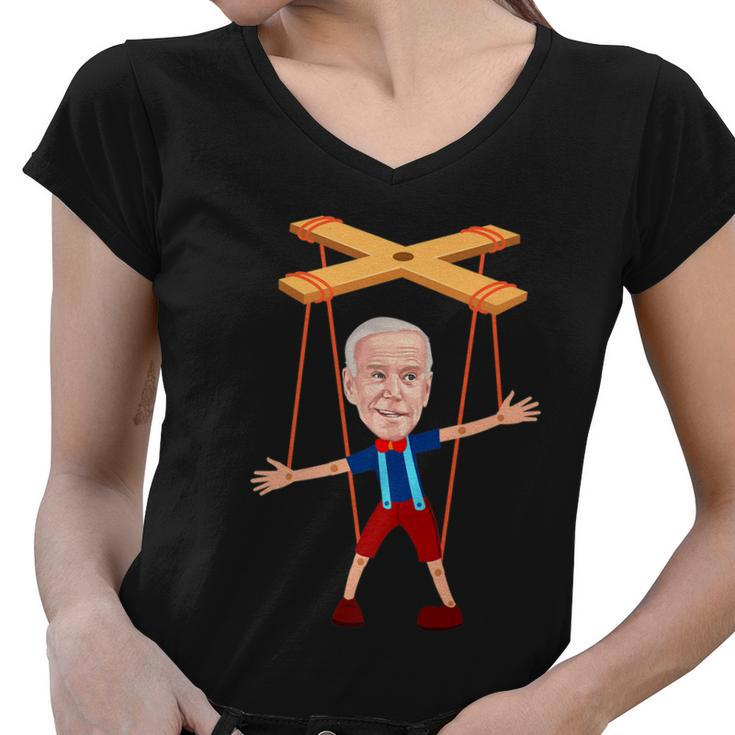 Joe Biden As A Puppet Premium Women V-Neck T-Shirt