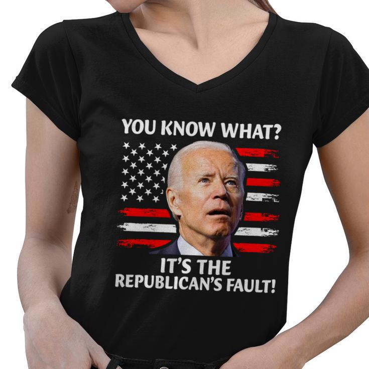 Joe Biden Falling Off Bike Its The Republicans Fault Women V-Neck T-Shirt