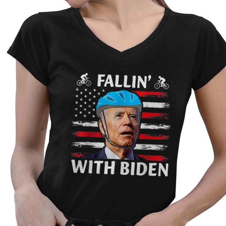 Joe Biden Falling With Biden Funny Ridin With Biden V5 Women V-Neck T-Shirt