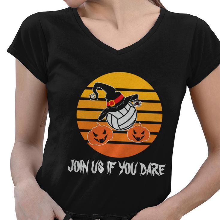 Join Us If You Dare Halloween Quote V6 Women V-Neck T-Shirt