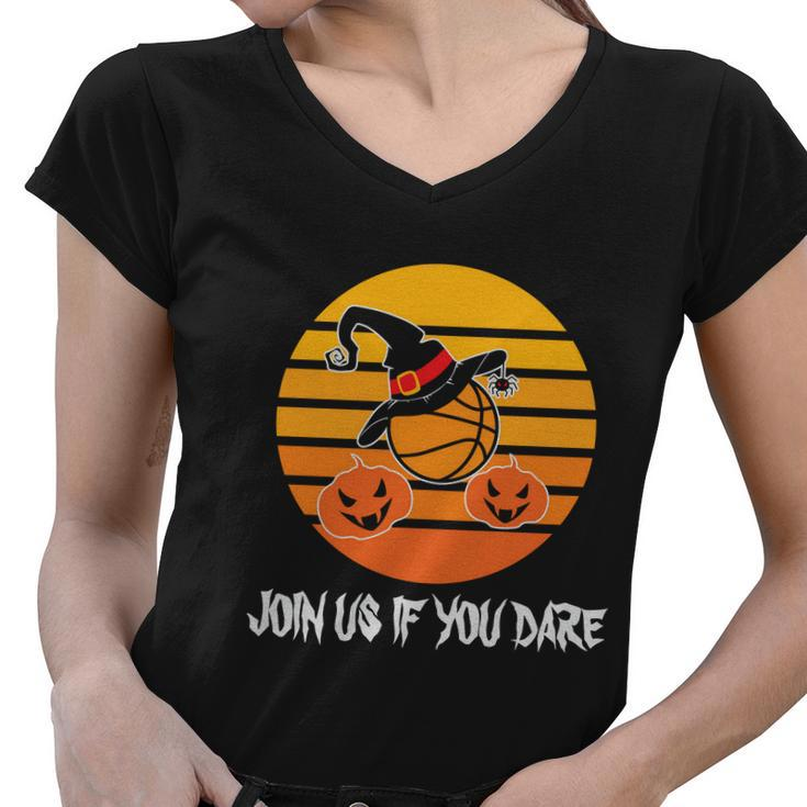 Join Us If You Dare Halloween Quote Women V-Neck T-Shirt