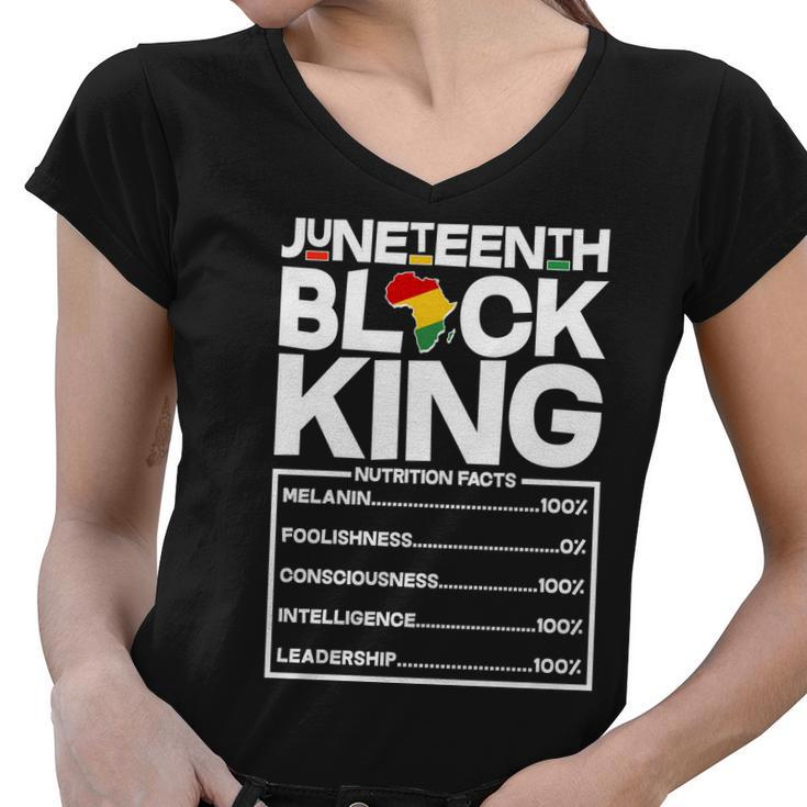 Juneteenth Black King Nutrition Facts Tshirt Women V-Neck T-Shirt