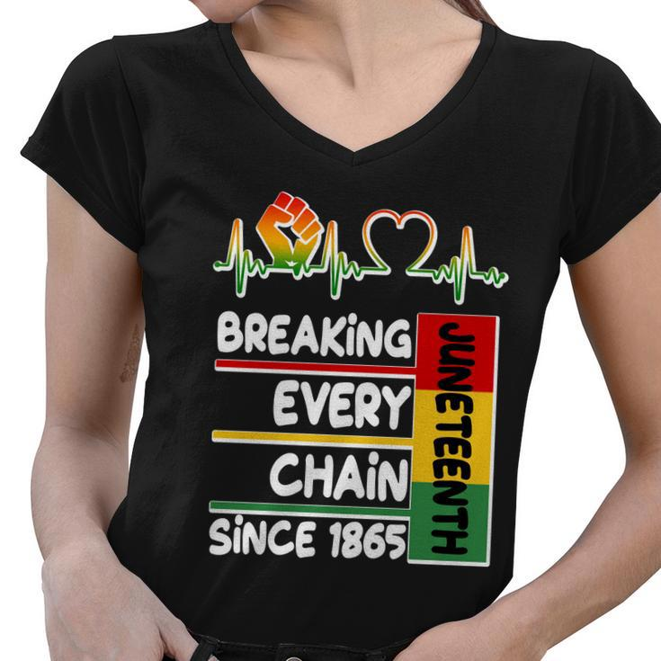 Juneteenth Breaking Every Chain Since  Women V-Neck T-Shirt