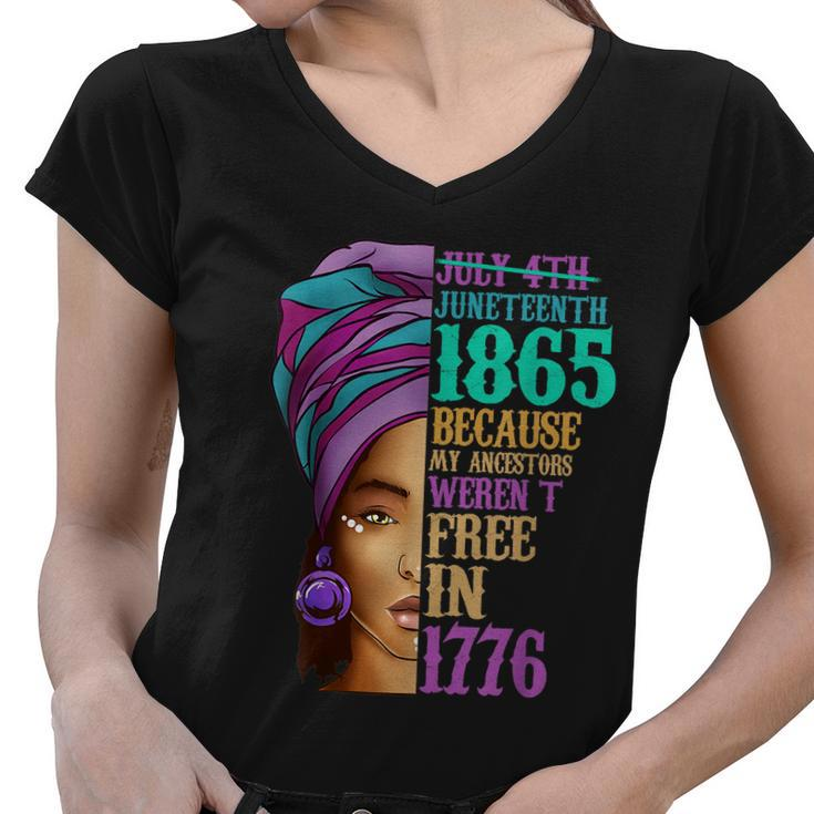 Juneteenth Shirt Women Juneteenth Shirts African American Women V-Neck T-Shirt