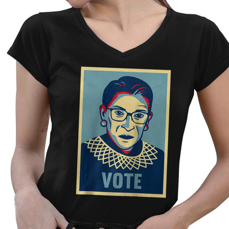 Jusice Ruth Bader Ginsburg Rbg Vote Voting Election Women V-Neck T-Shirt